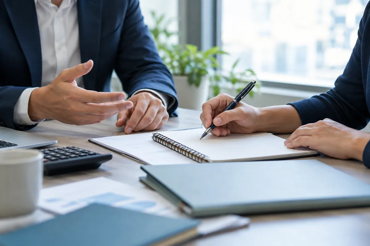 Business owners organising their plans at a meeting table